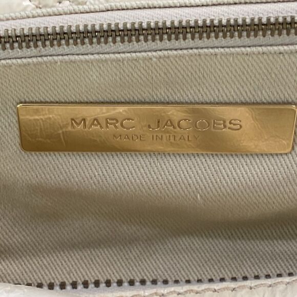 Marc Jacobs Ursula Quilted Patent Goatskin Leather Cream Satchel Lg Bowler Bag - Picture 12 of 12